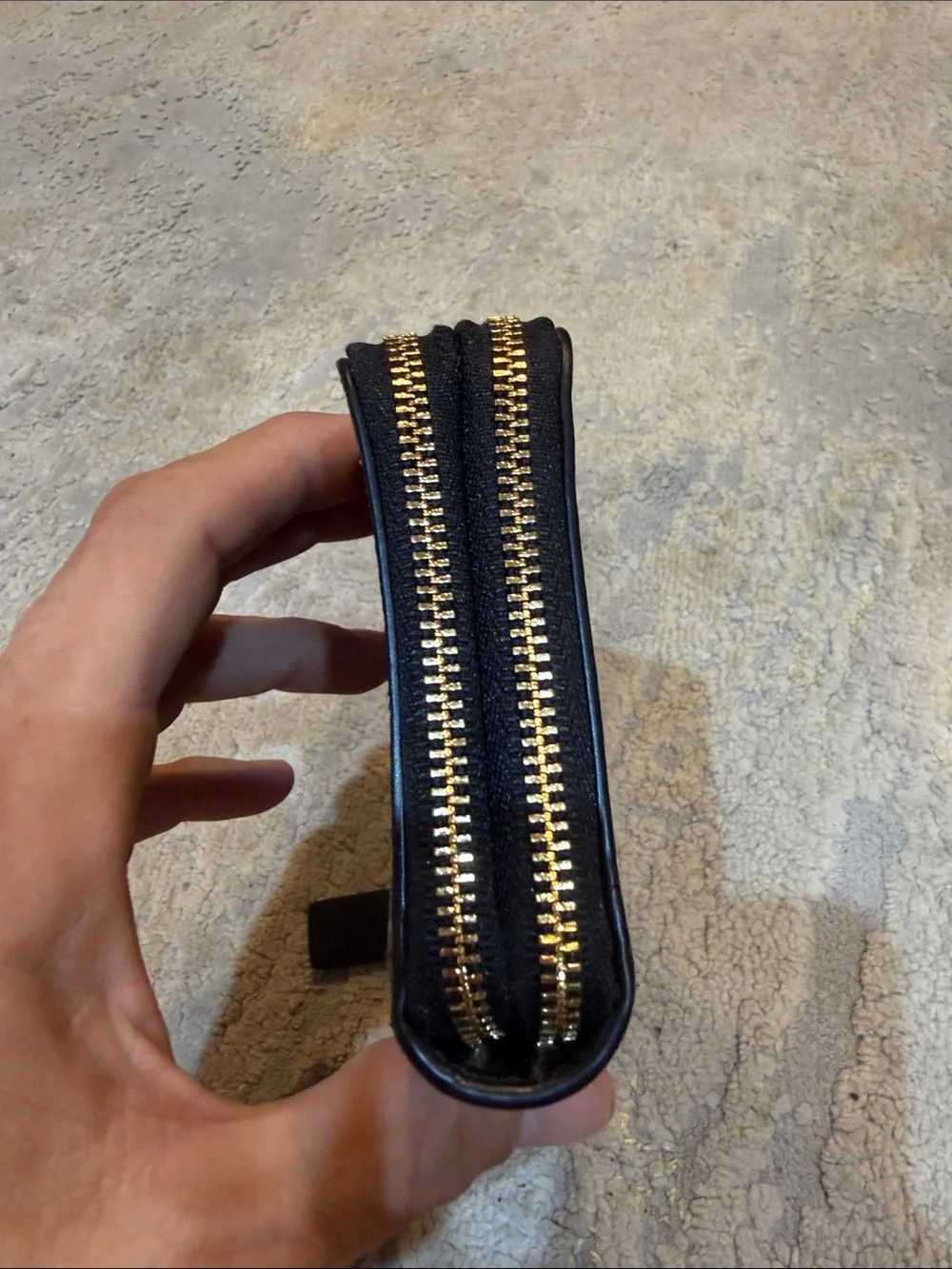 COACH Double Zip Coin Case in Signature gold accents